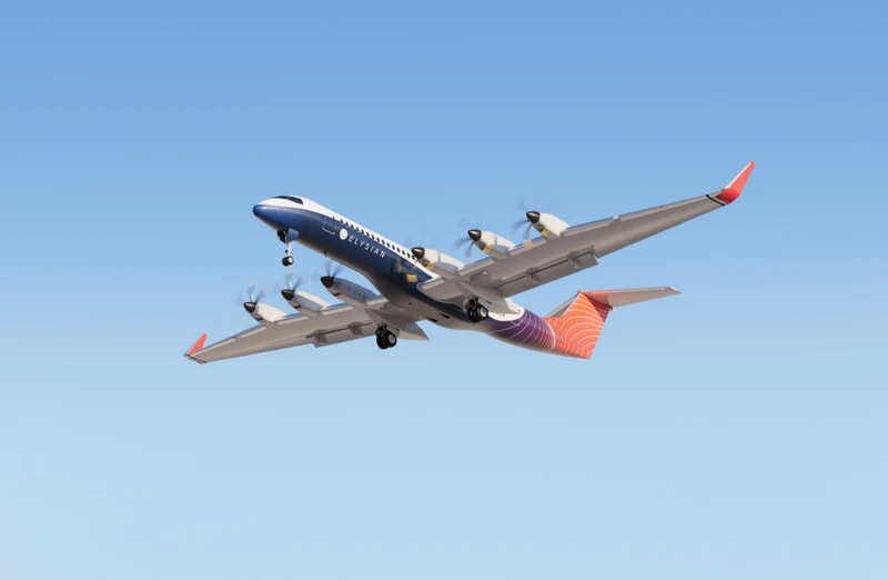 Elysian E9X, avi�n comercial de pasajeros 100% el�ctrico de fuselaje estrecho dise�ado para transportar entre 88 y 100 pasajeros. Foto: Elysian Aircraft